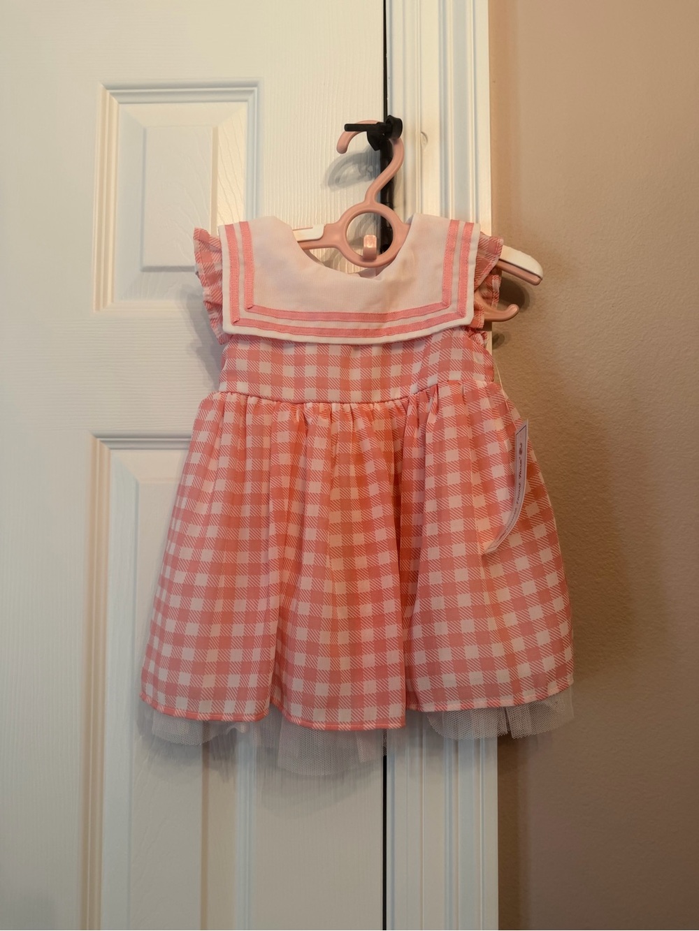 Sweet Heart Rose Pink Gingham Sailor-Style Dress